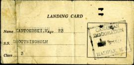 Landing Card for Matti Kantokoski