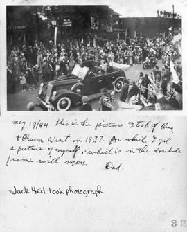 May 19/94 this is the picture I took of King & Queen Visit in 1937 for which I got a picture ...